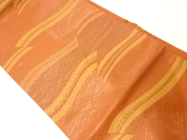 JAPANESE KIMONO / VINTAGE NAGOYA OBI / SILK / WOVEN ABSTRACT PATTERN